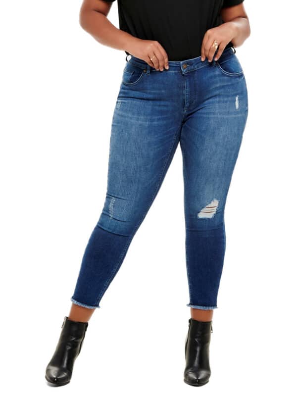 Carmakoma by Only Damen Jeans CARWILLY REG SKINNY ANK JEANS - Skinny Fit - Blau - Medium Blue - in großen Größen