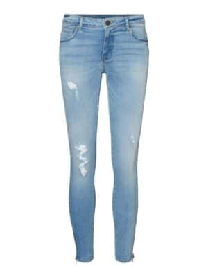 Noisy May Damen Jeans NMKIMMY NW ANK ZIP JEANS AZ093 - Slim Fit - Blau - Light Blue