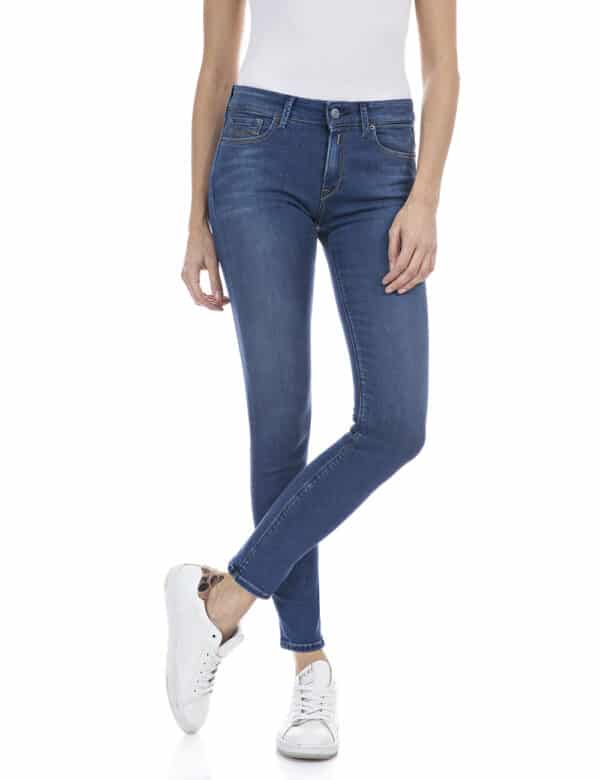 Replay Damen Jeans New Luz - Skinny Fit - Blau - Medium Blue