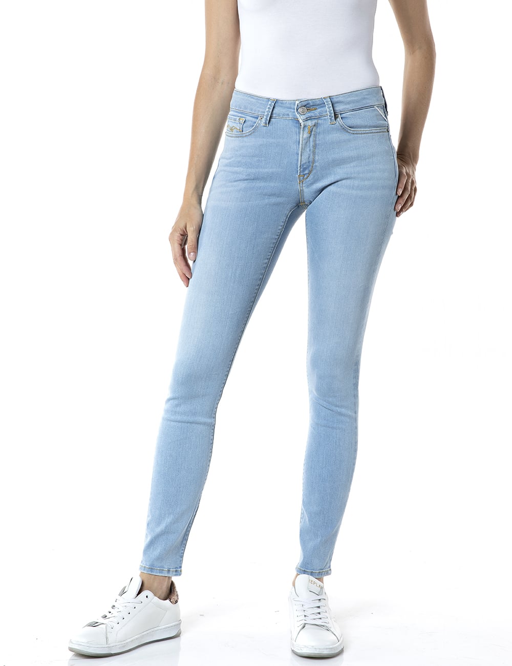 Replay Damen Jeans New Luz - Skinny Fit - Blau - Light Blue