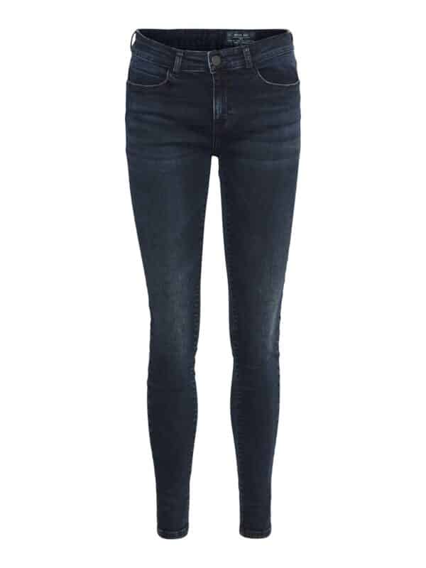 Noisy May Damen Jeans NMKIMMY NW ANK DART JEANS DB Slim Fit Blau - Dark Blue Denim