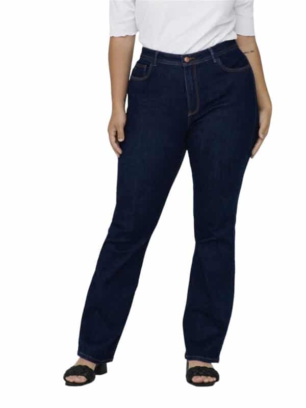 Carmakoma by Only Damen Jeans CARSALLY - Skinny Fit Flared Leg - Blau - Dark Blue Denim - Plus Size