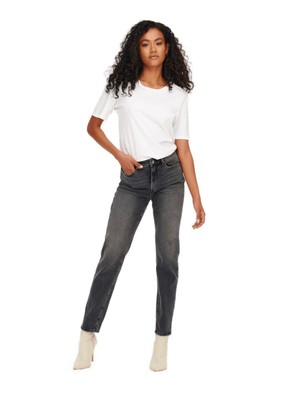 Only Damen Jeans ONLEMILY CRO614 - Straight Fit - Grau - Dark Grey Denim