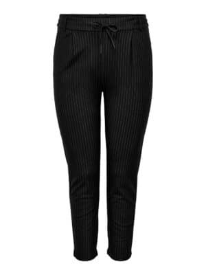 Carmakoma by Only Damen Hose CARGOLDTRASH - RegularFit - Schwarz - Black Pinestripe - Plus Size