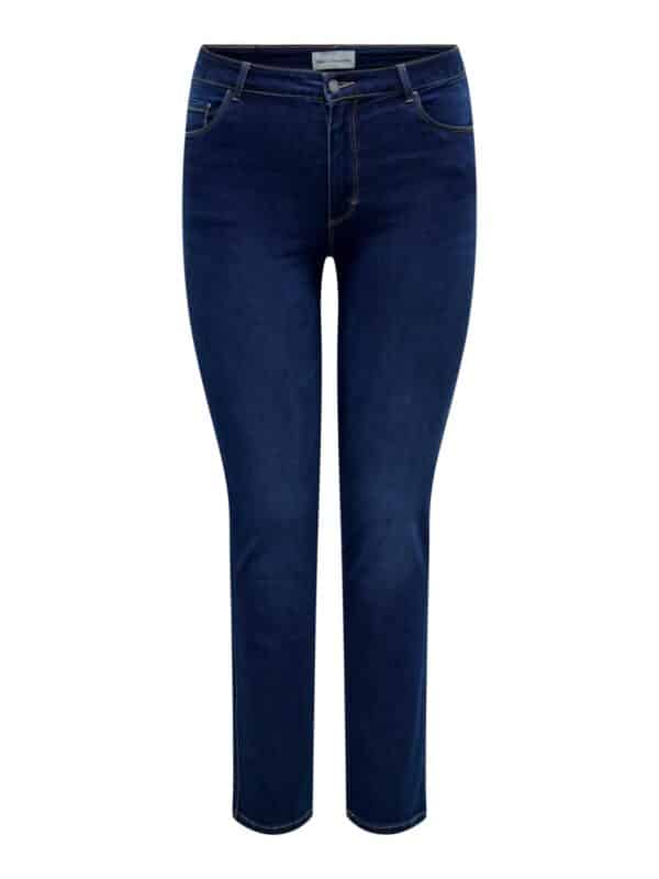 Carmakoma by Only Damen Jeans CARAUGUSTA HW STRAIGHT BJ61 - Straight Fit - Blau- Dark Blue Denim - Plus Size