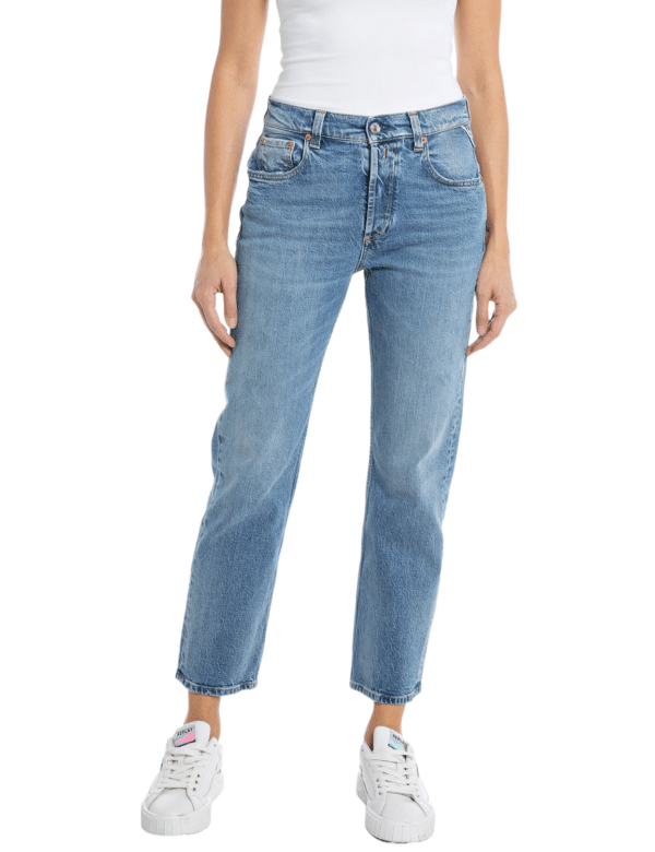 Replay Damen Jeans MAIJKE STRAIGHT - Straight Fit - Blau - Medium Blue Denim