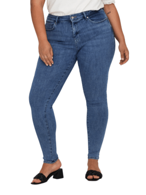 Carmakoma by Only Damen Jeans CARPOWER REA2981 - Skinny Fit - Blau - Dark Medium Blue Denim - Plus Size