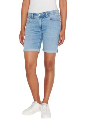 Pepe Jeans Damen Short SLIM SHORT MW - Slim Fit - Blau - Blue Denim