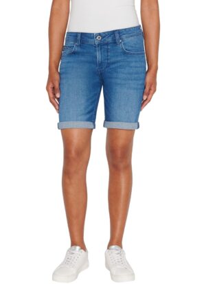 Pepe Jeans Damen Short SLIM SHORT MW - Slim Fit - Blau - Mid Blue Denim