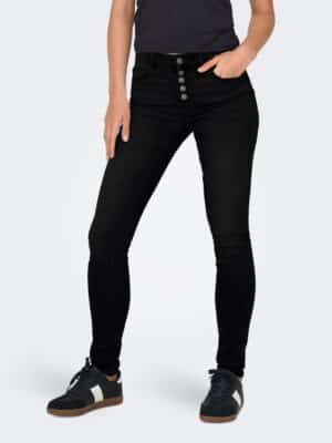 ONLY Skinny-fit-Jeans "ONLHUSH MID SK VIS BUTTON DNM BOX X"